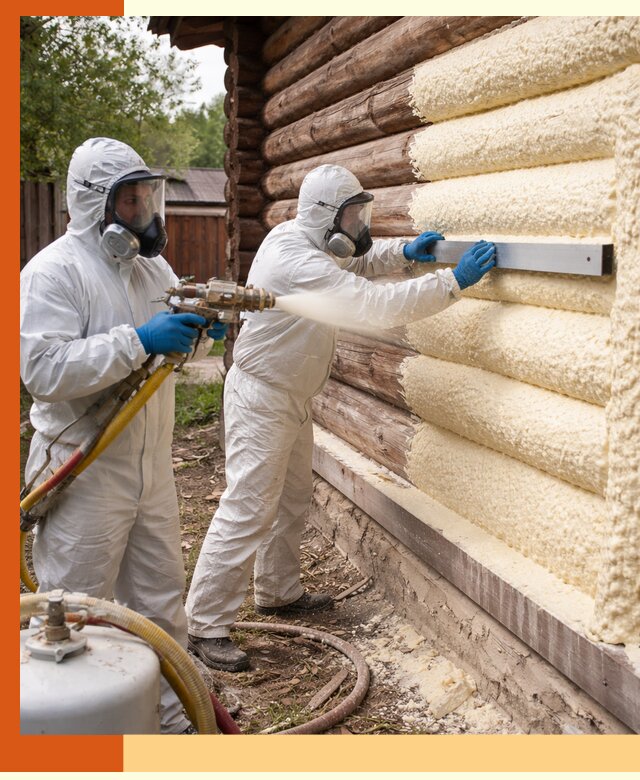 Утепление бревенчатого дома ППУ в Протвино эффективной изоляцией