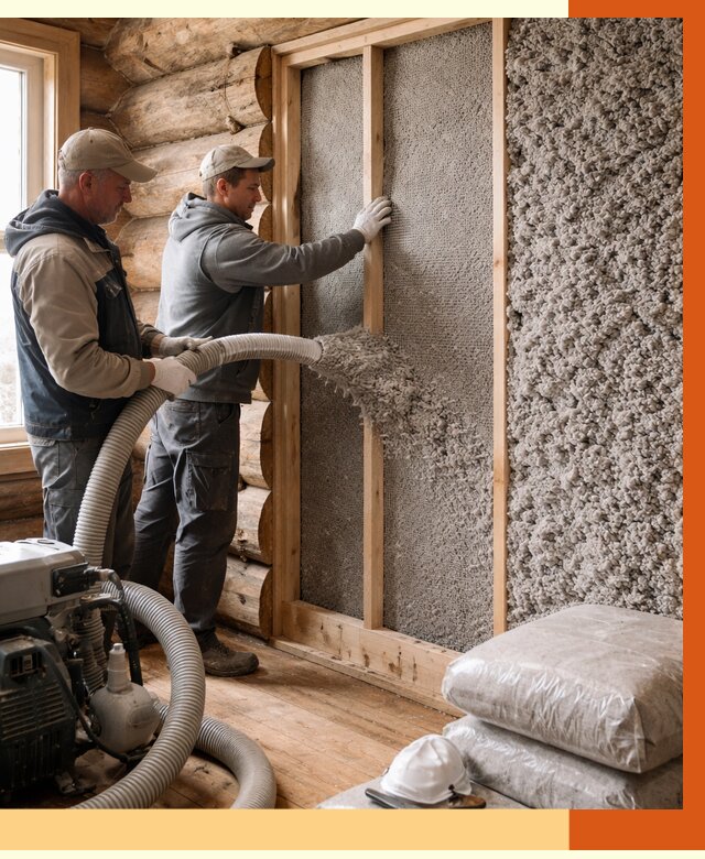 Утепление бревенчатого дома эковатой в Протвино от 2798 руб. | ТепломастерПрн