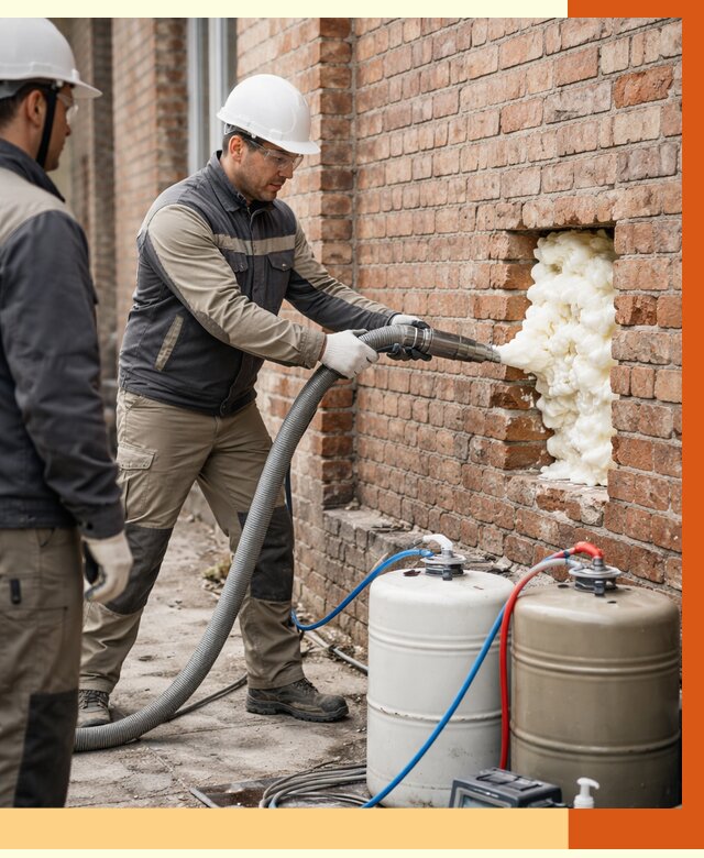 Заливка ППУ в пустоты кирпичной стены в Протвино от 2798 руб. | ТепломастерПрн