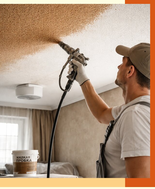 Утепление потолка жидкой пробкой в Протвино от 3561 руб. | ТепломастерПрн